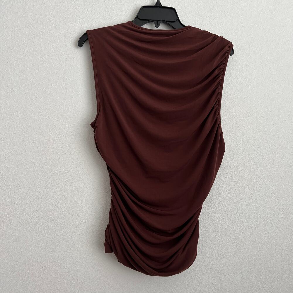 J Crew Ruched Shell Top In Matte Jersey Large Brown - Picture 11 of 13